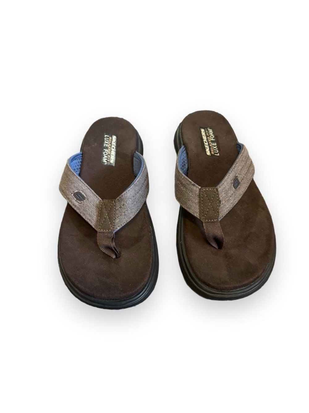 Skechers Men’s Brown relaxed fit Luxe Foam Flip Flops/sandals